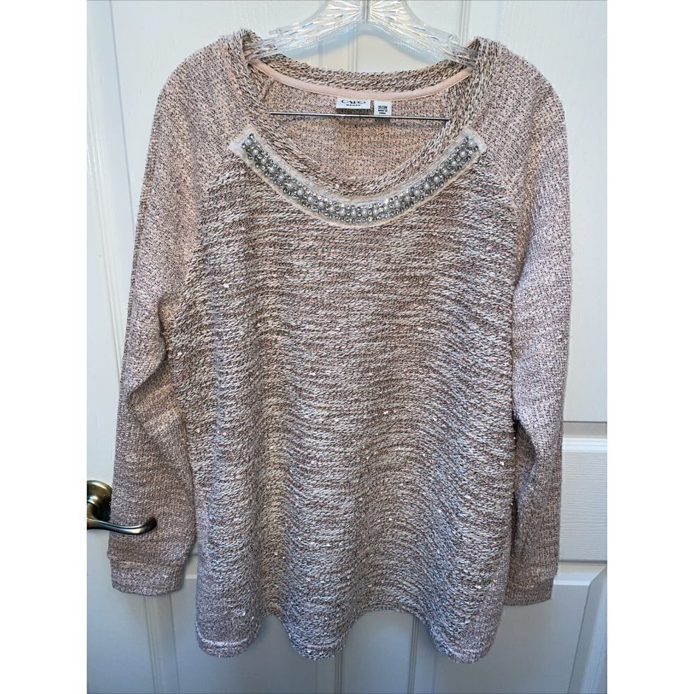 p womens CATO dressy pink long sleeve pullover plus size sweater size 18/20W